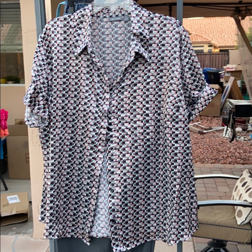 Short sleeve button down blouse